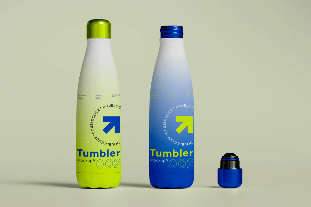 A tumbler bottle mockup template