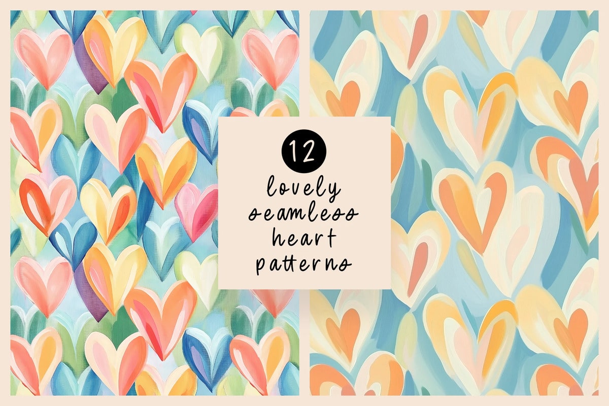 A set of seamless heart patterns