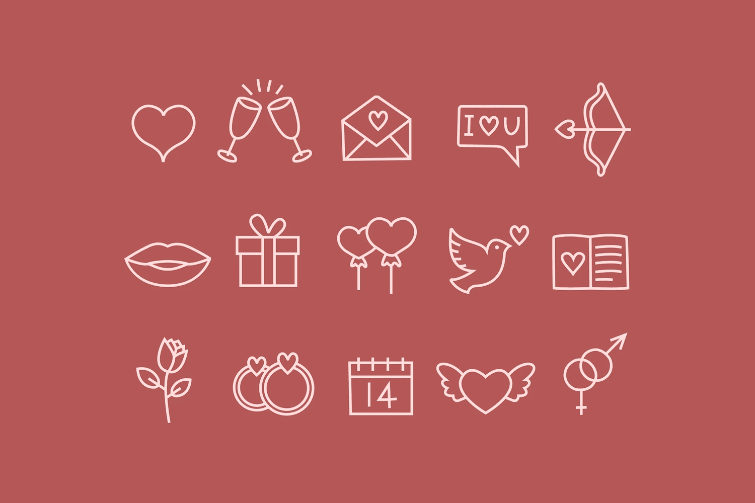 Valentine's doodle icons