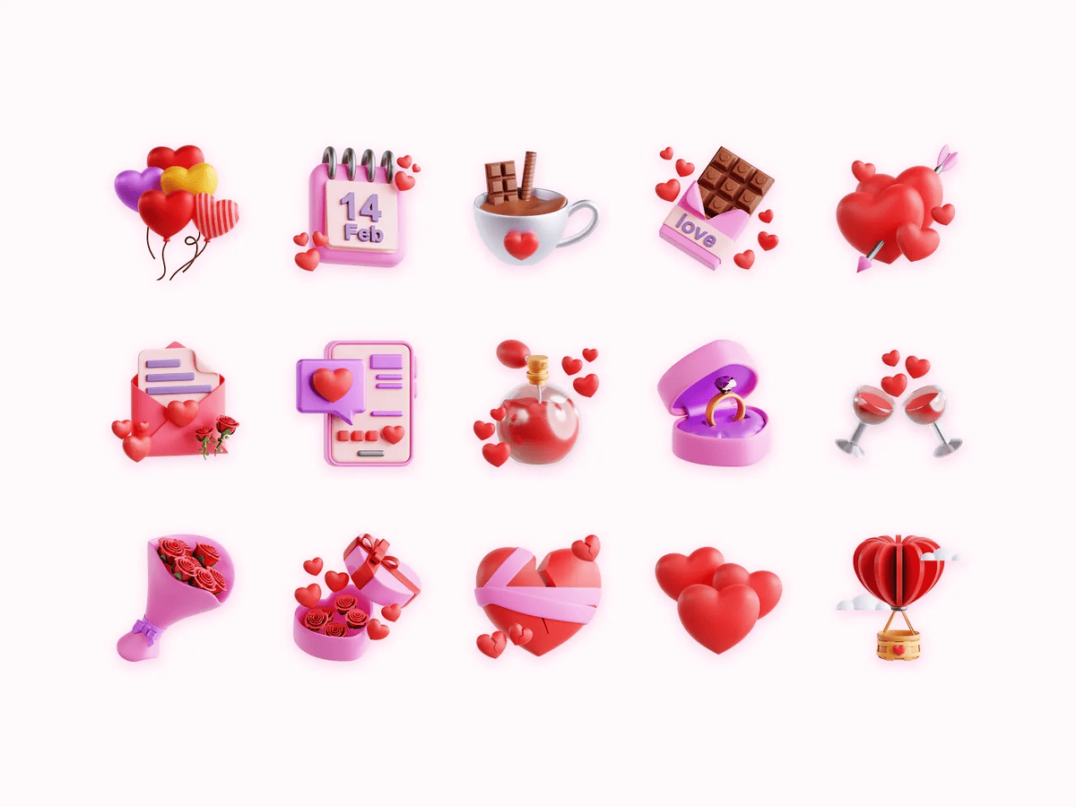 A free 3D Valentine's Day Icons