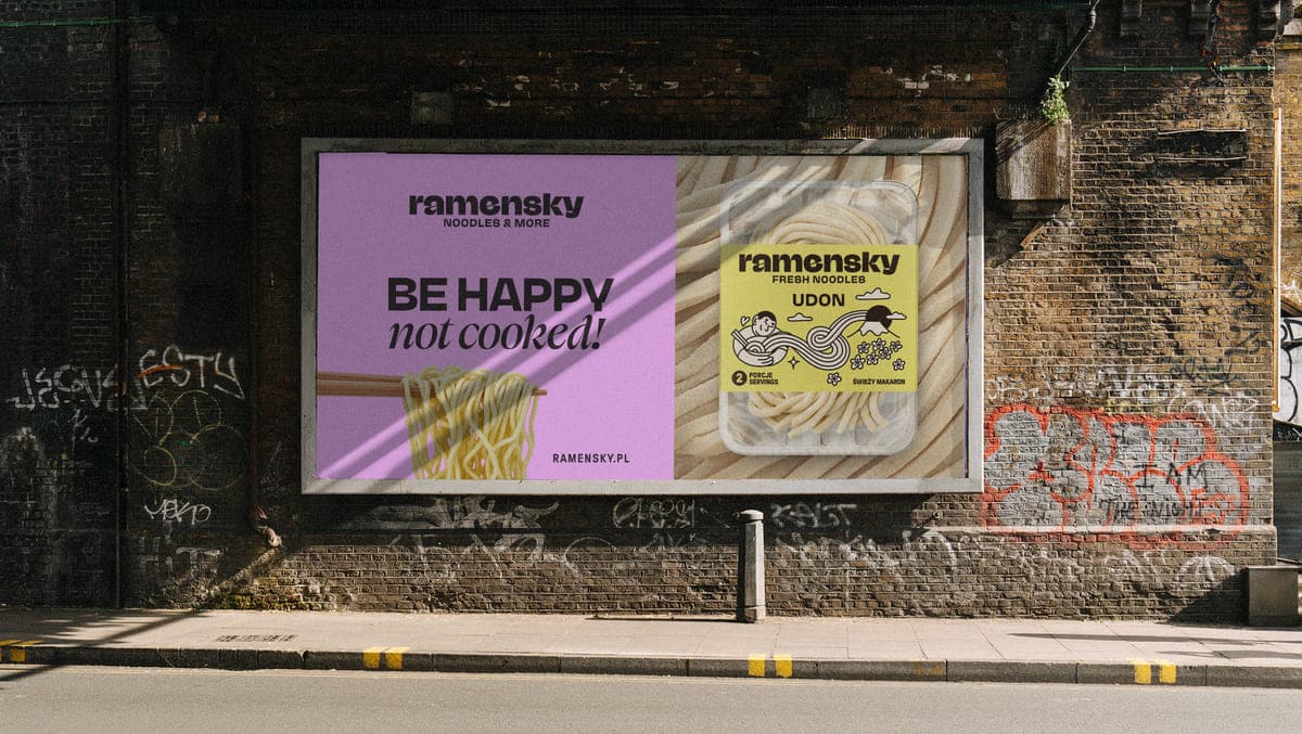Ramensky noodles on the wall billboard