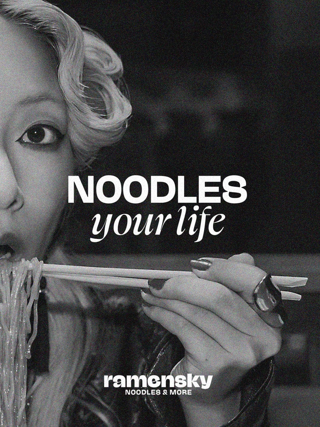 Woman eating noodles