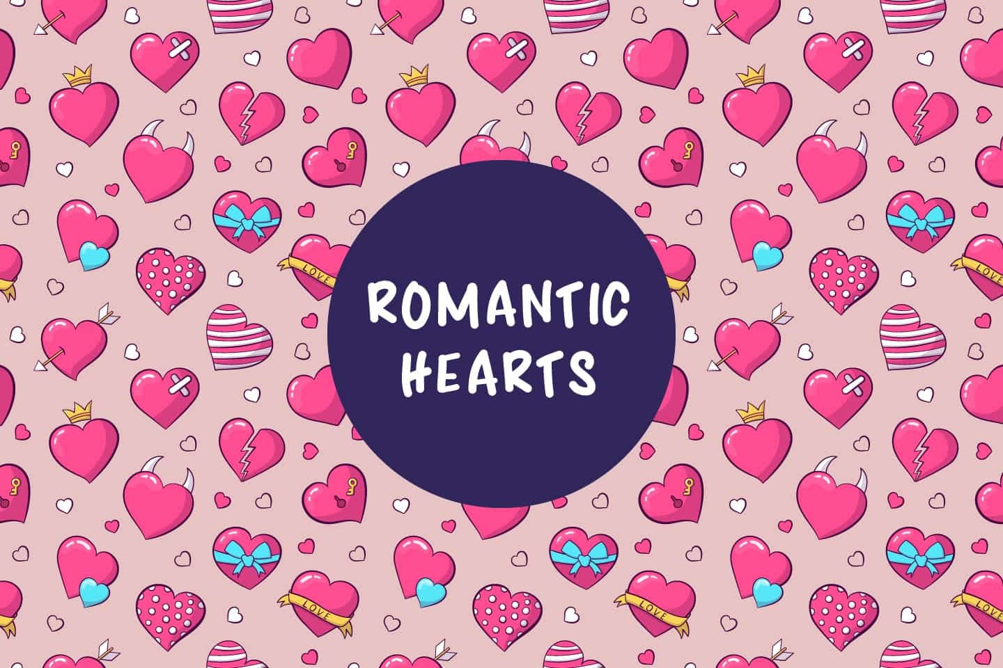 A free colorful romantic heart pattern