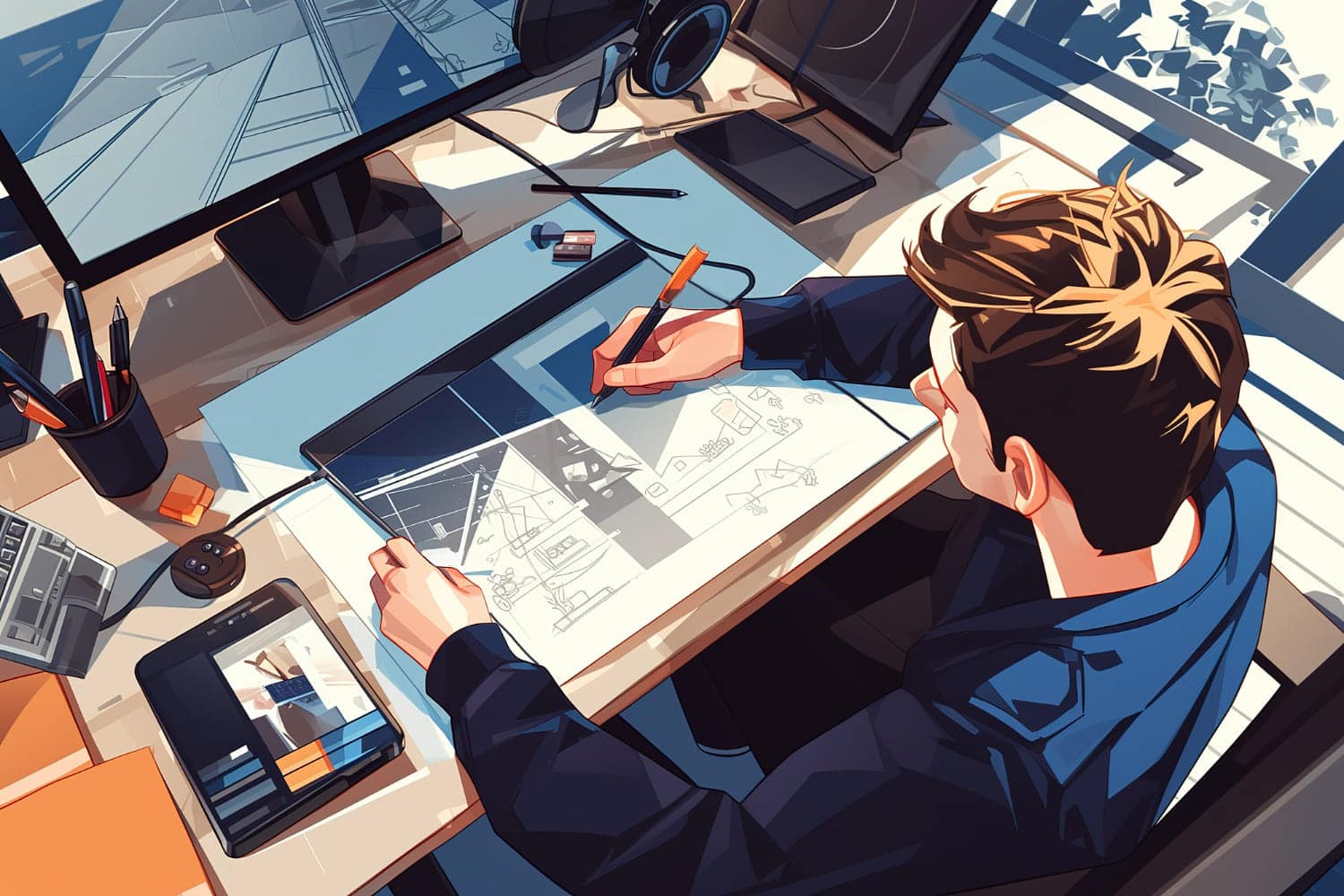 A young designer creating