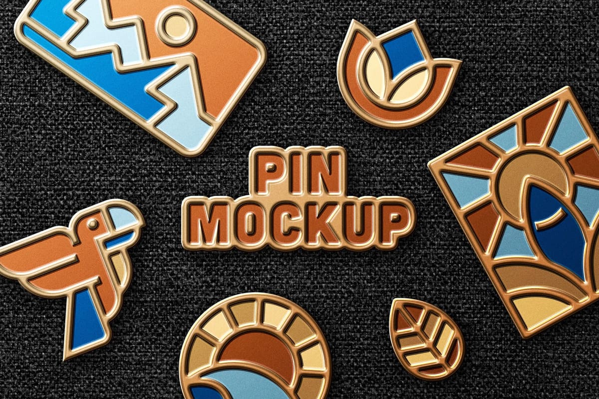 Enamel pin logo mockup
