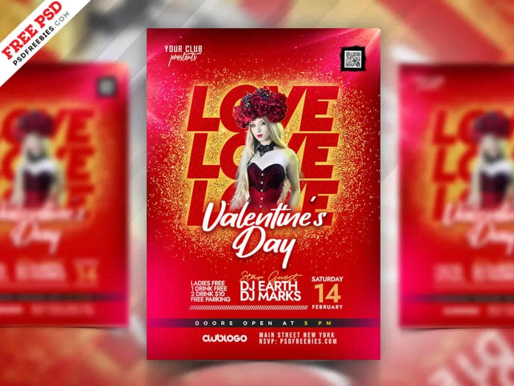 A free Happy Valentine's Day flyer template