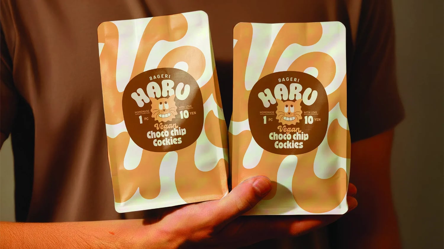 Haru cookies in a bag, hand holding