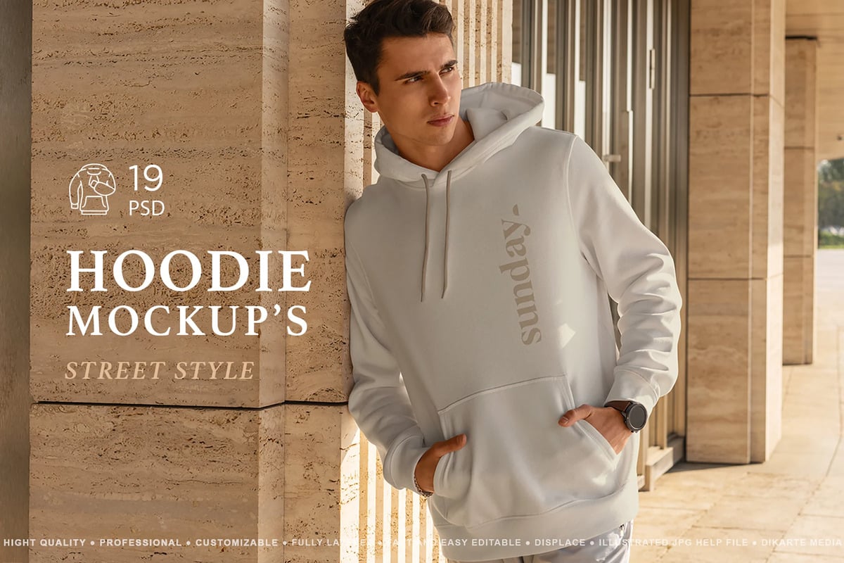 A hoodie mockup street style