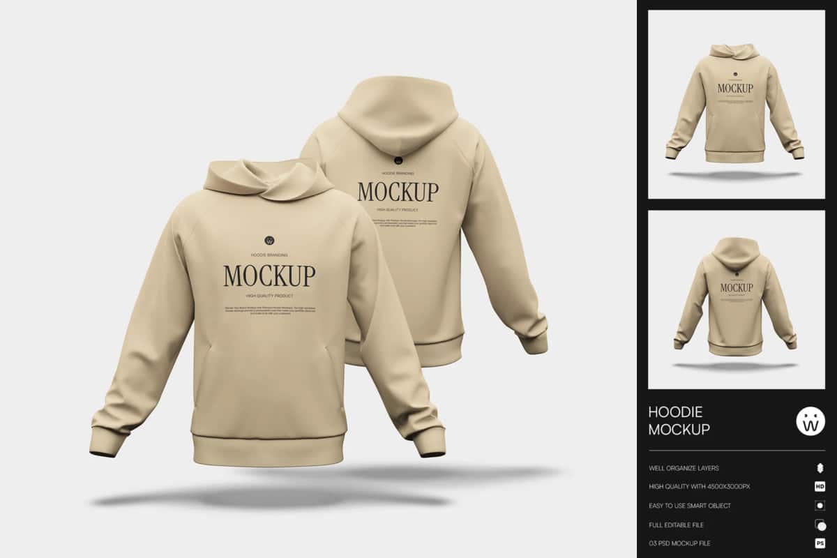 A front and back hoodie mockup