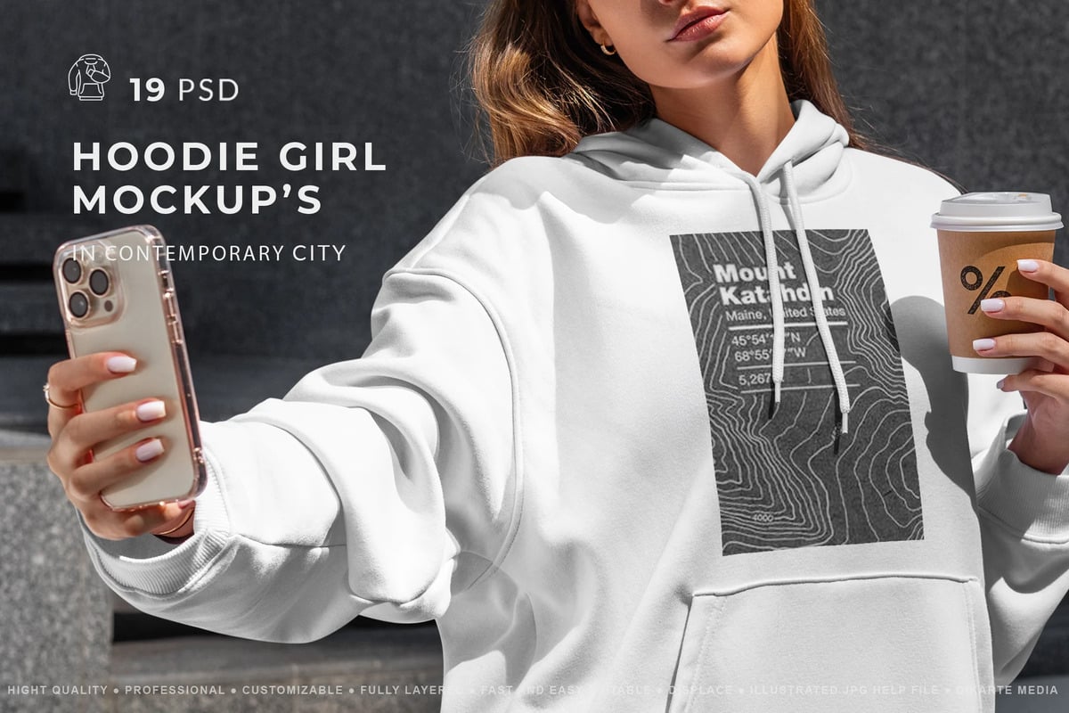 A hoodie mockups stylish woman