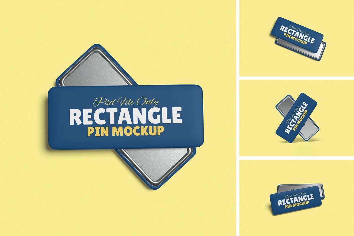 A pin rectangle button badge mockup set