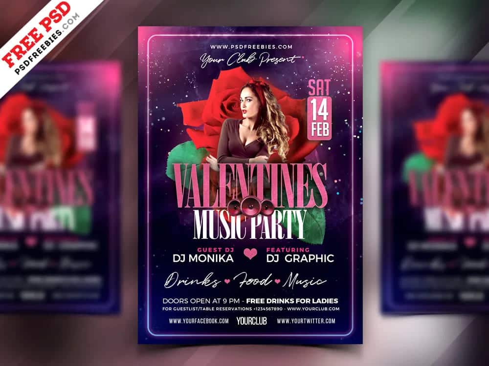 A free Valentine's Day Music Party Flyer