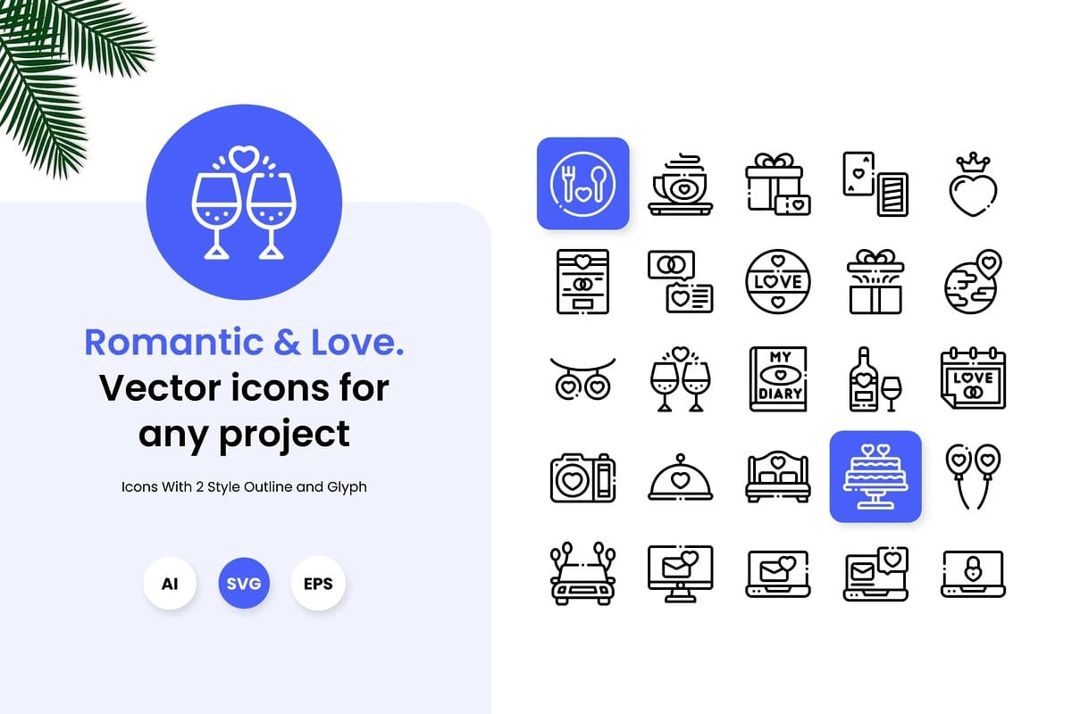 Romance and love icons