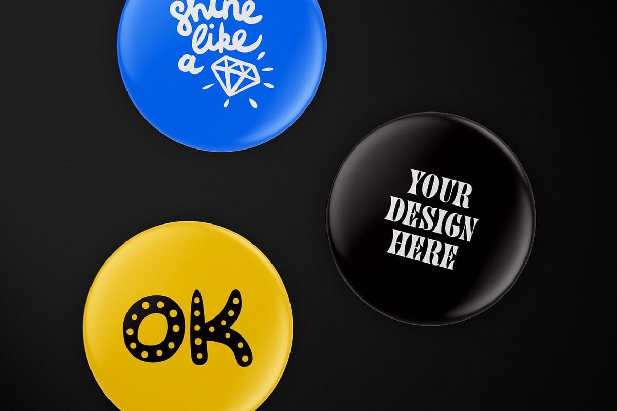 A free pin button badge mockup