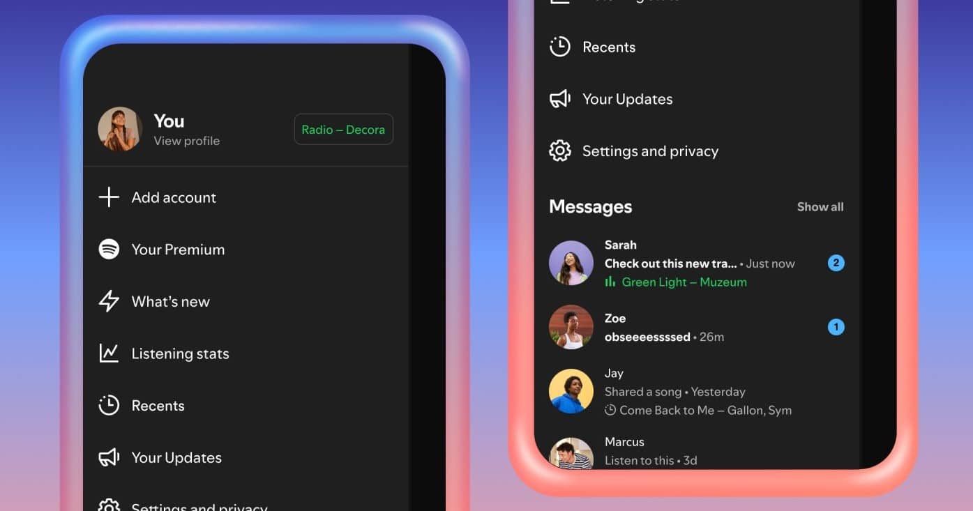 Spotify lets you share content with friends