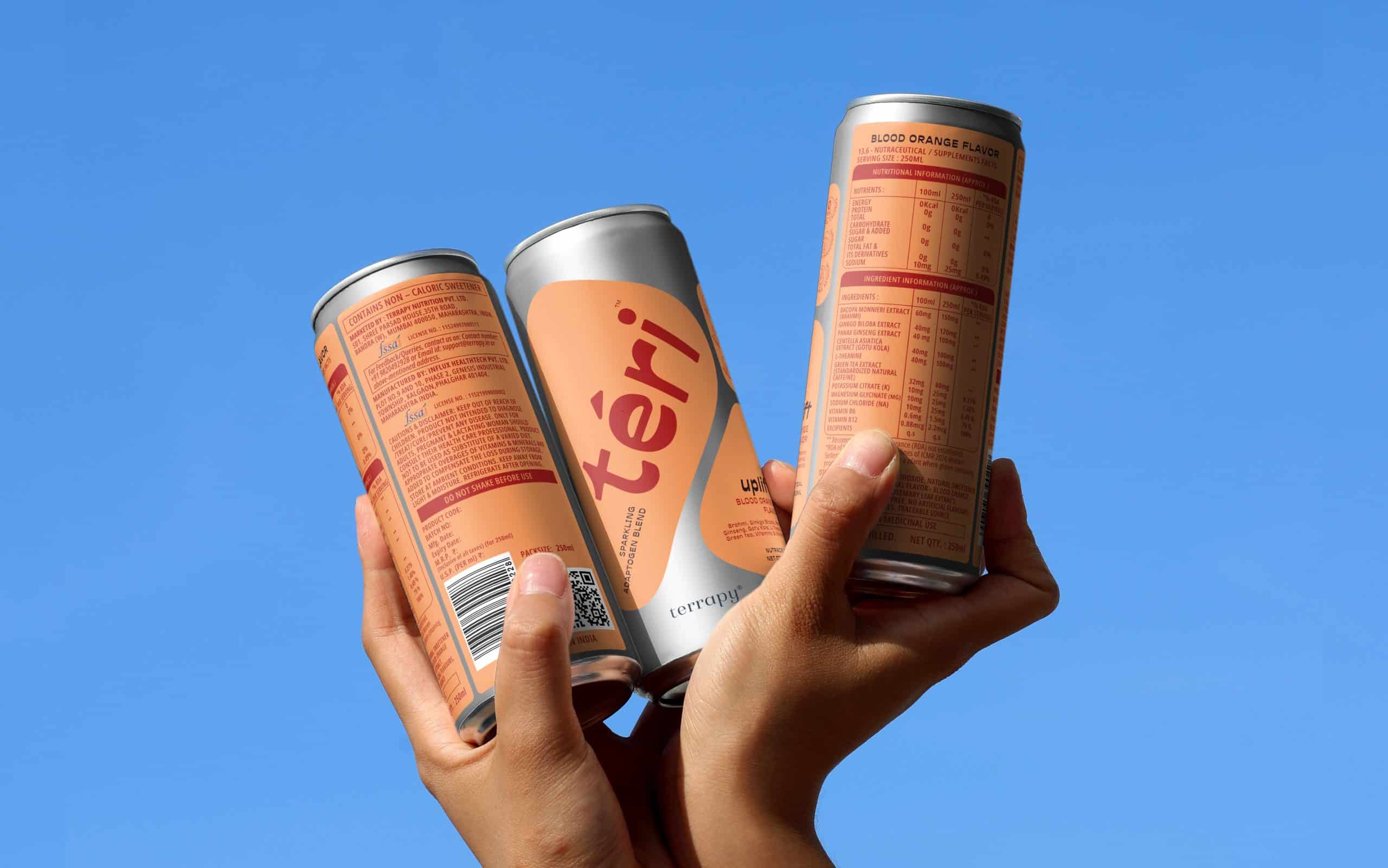 Welness drink cans in hands