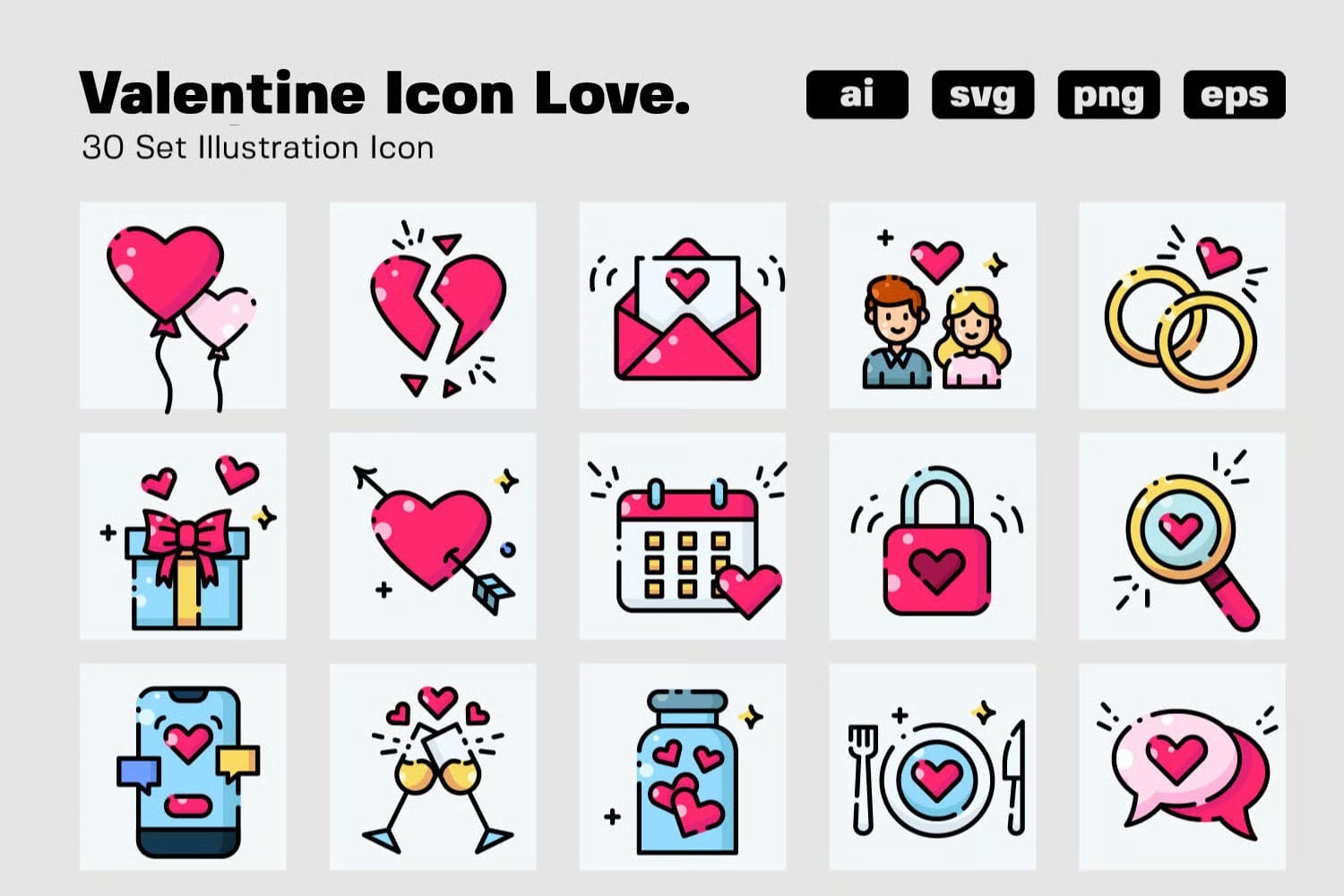 Valentine Day icon set