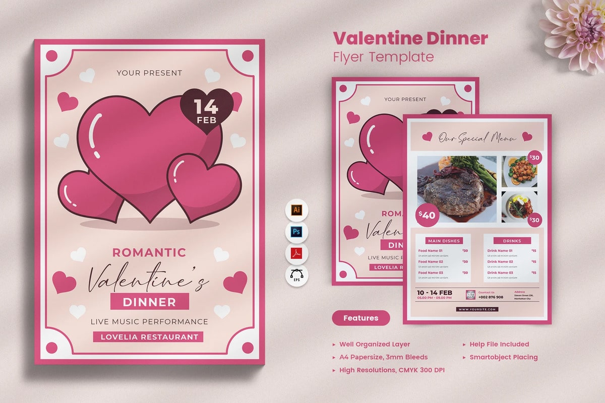 Valentine Dinner Flyer Template