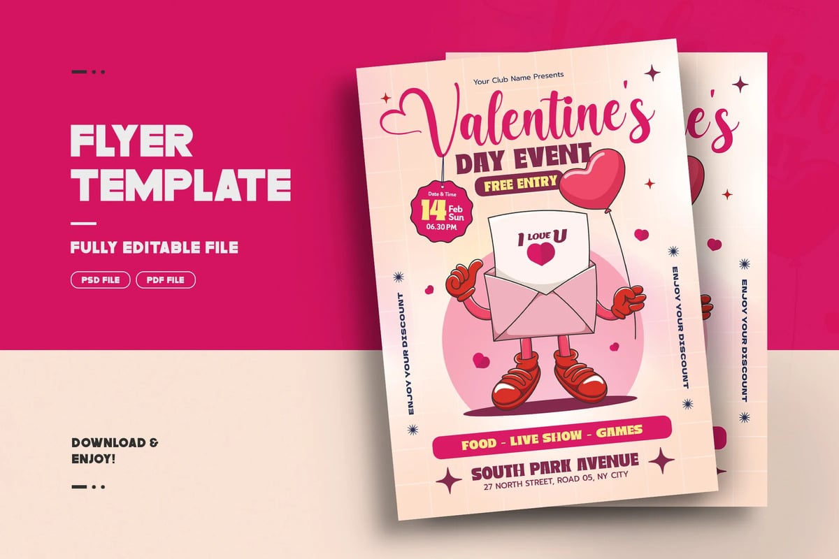 Valentine's Day event flyer template