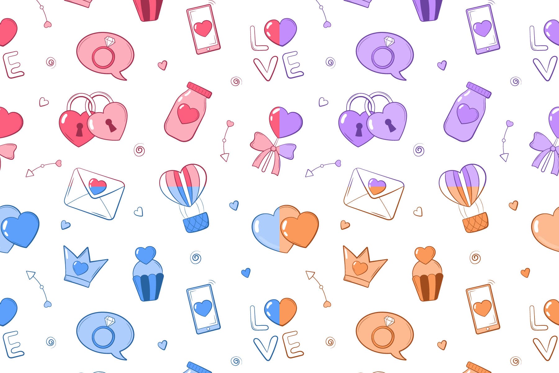 A free Valentine's Day hand-drawn pattern