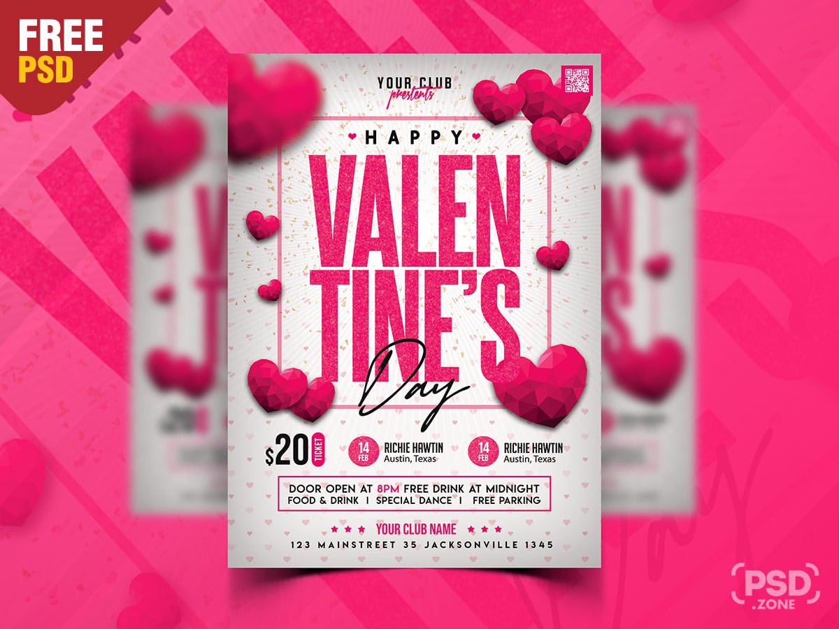 Valentine's Day party flyer template