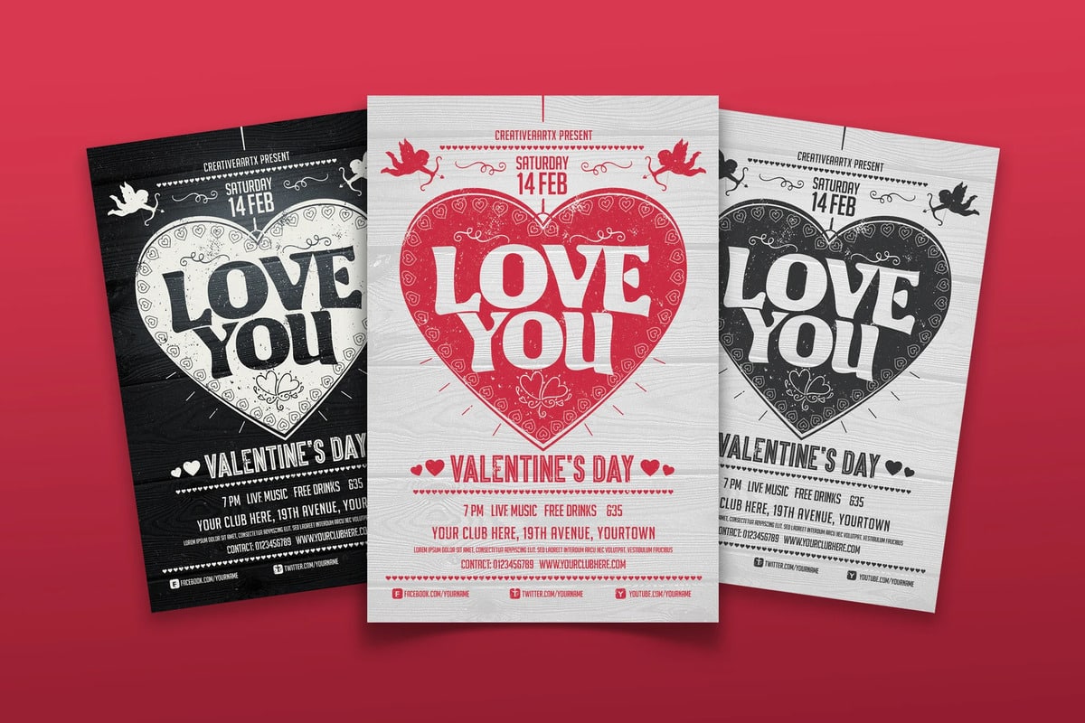Valentine's Day Party Flyer Template