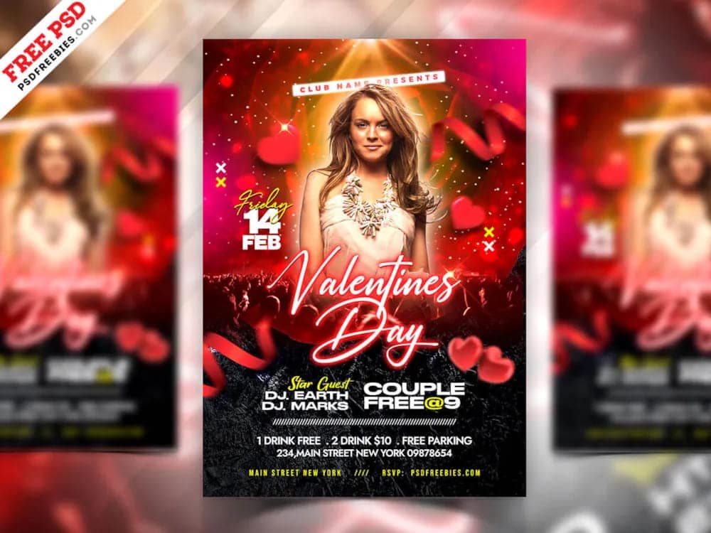 A free Valentine's Day party flyer template