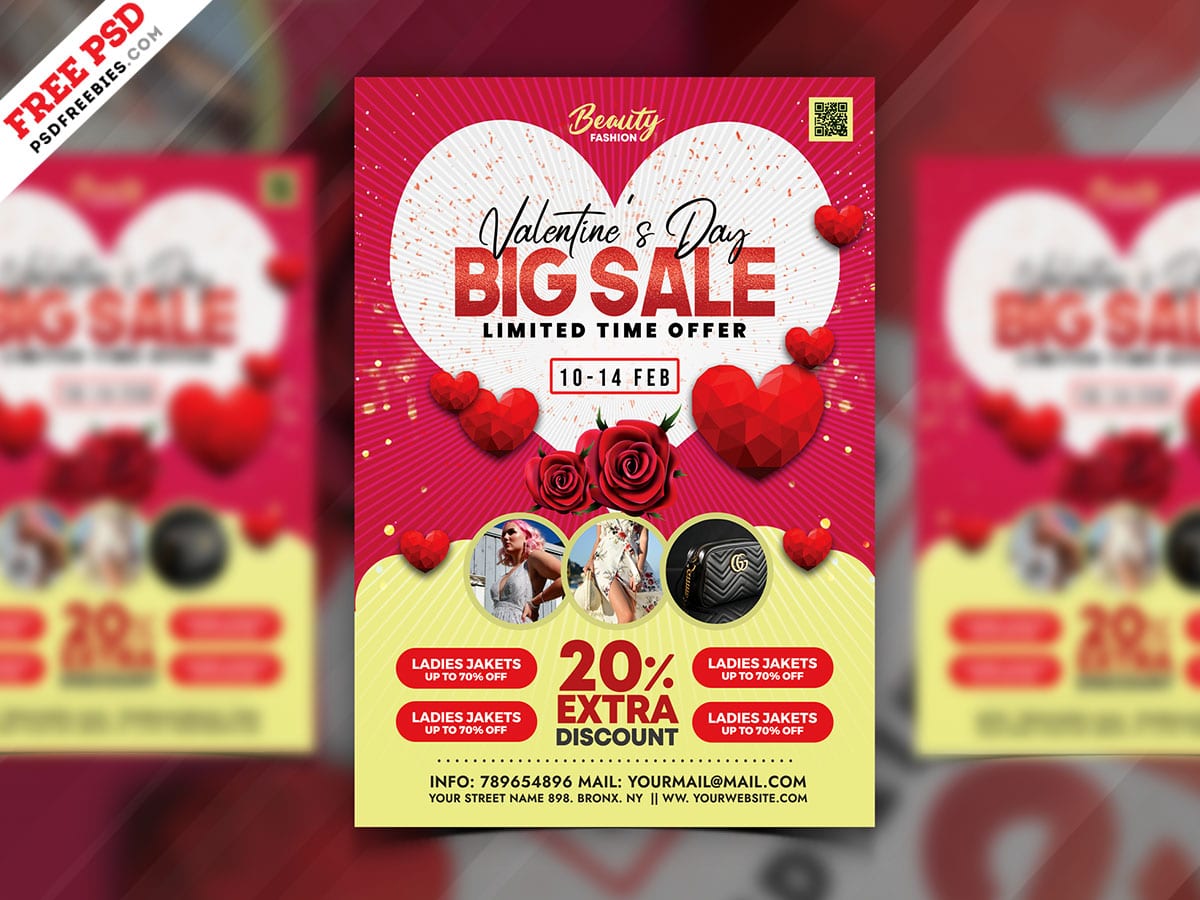 A free Valentine's Day sale flyer template