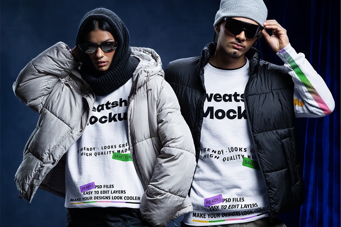 A winter hoodie mockup set