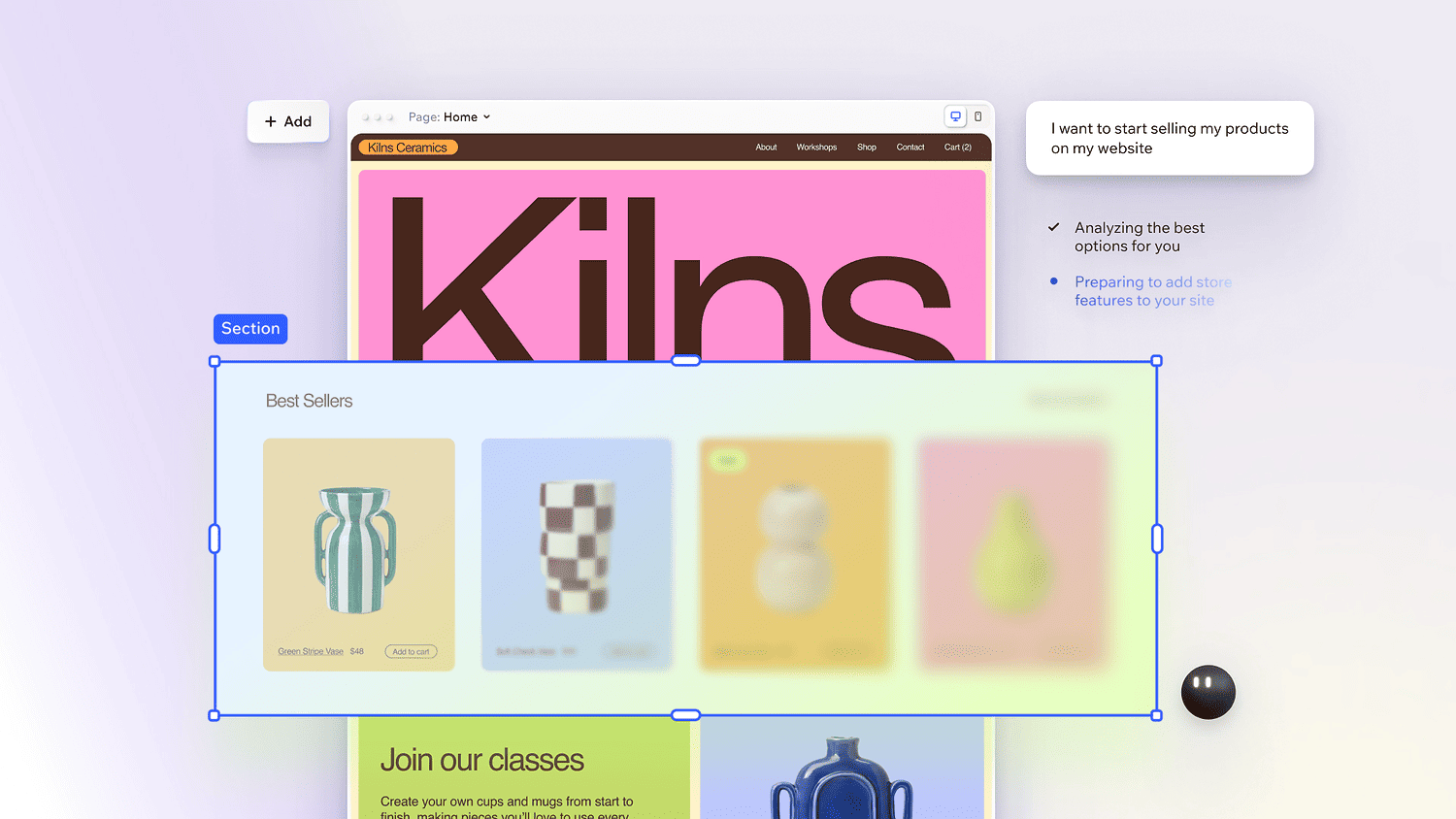 Wix AI assistant page builder