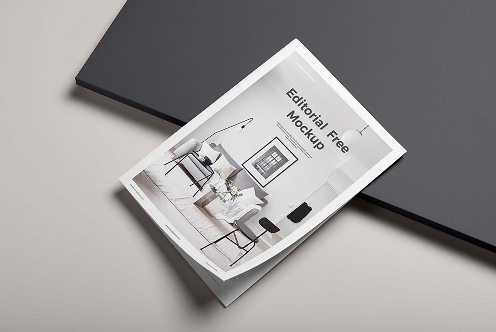 Free editorial magazine mockup