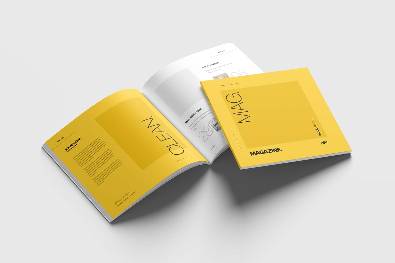 A free magazine square mockup set
