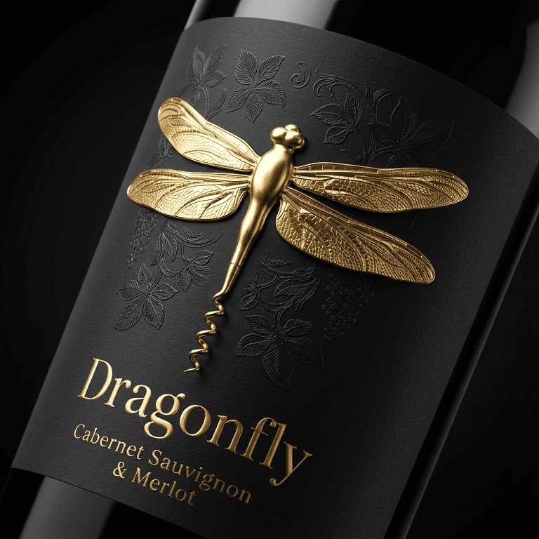 Dragonfly wine label