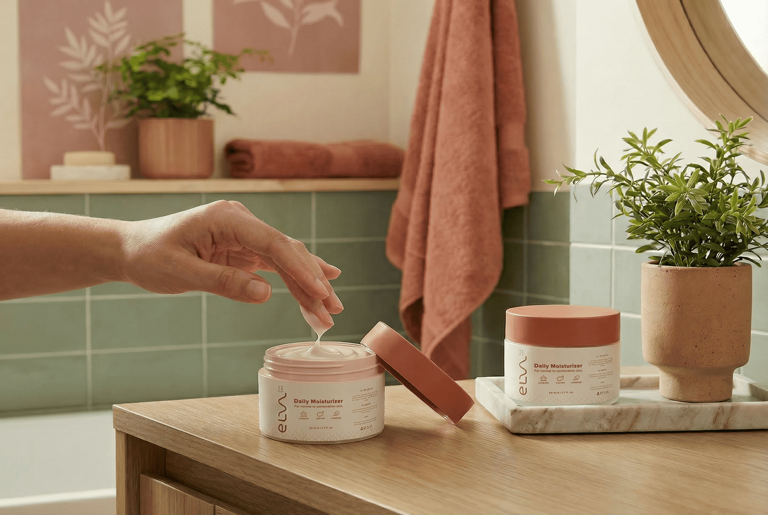 Elva cream in the bathroom