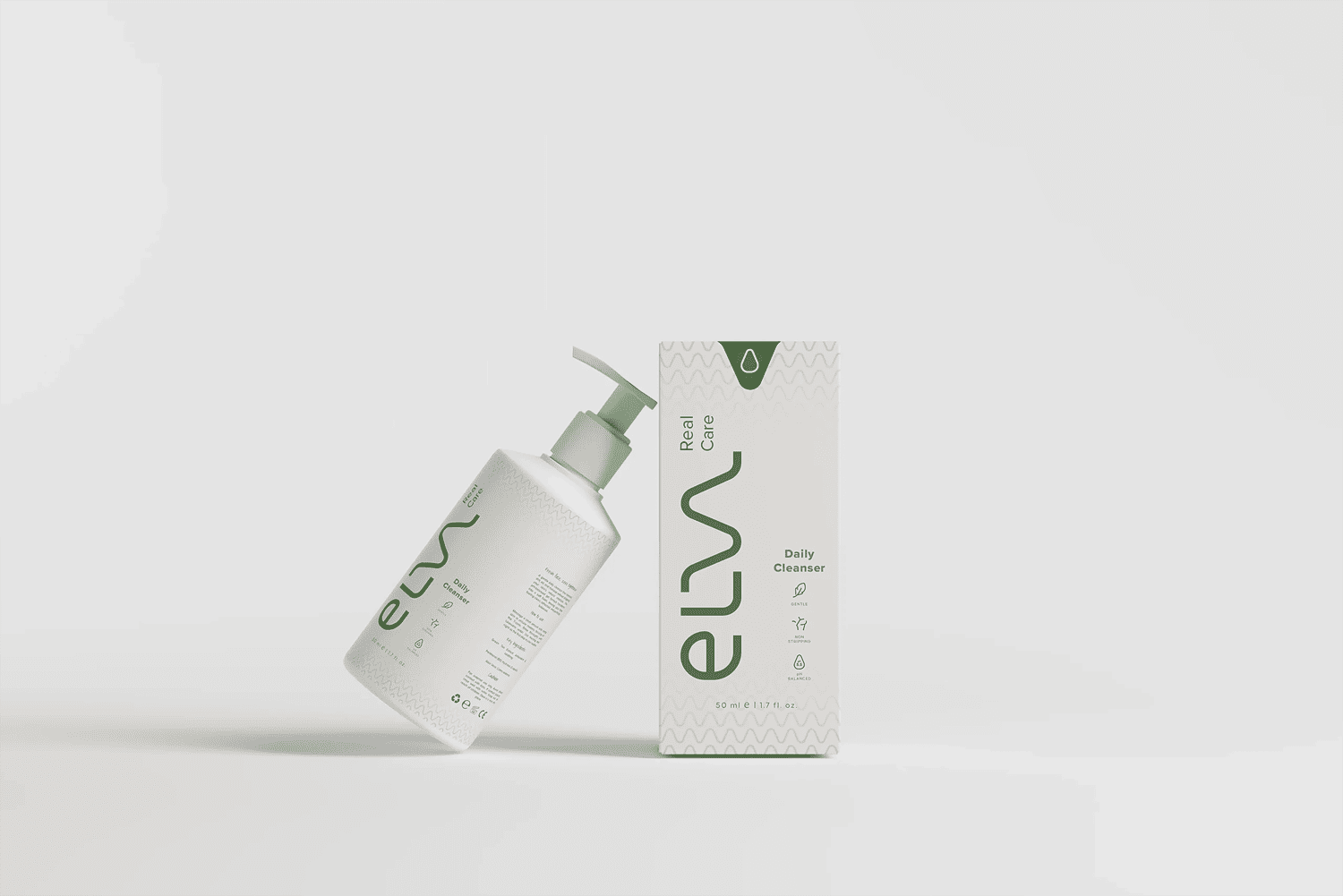 Bottle and packaging of Elva cosmetics