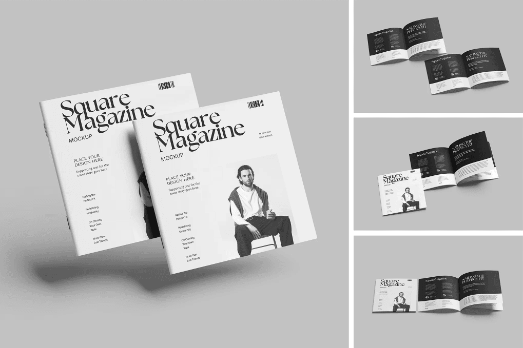 Square magazine mockup set