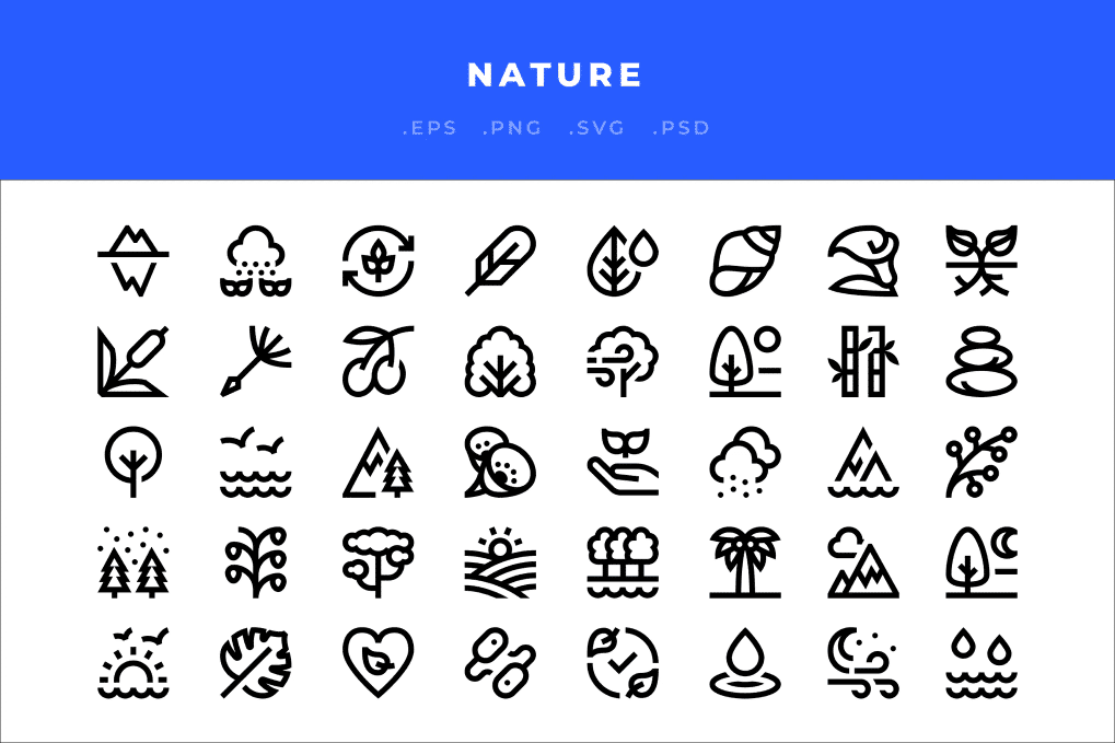 Nature icons in line style