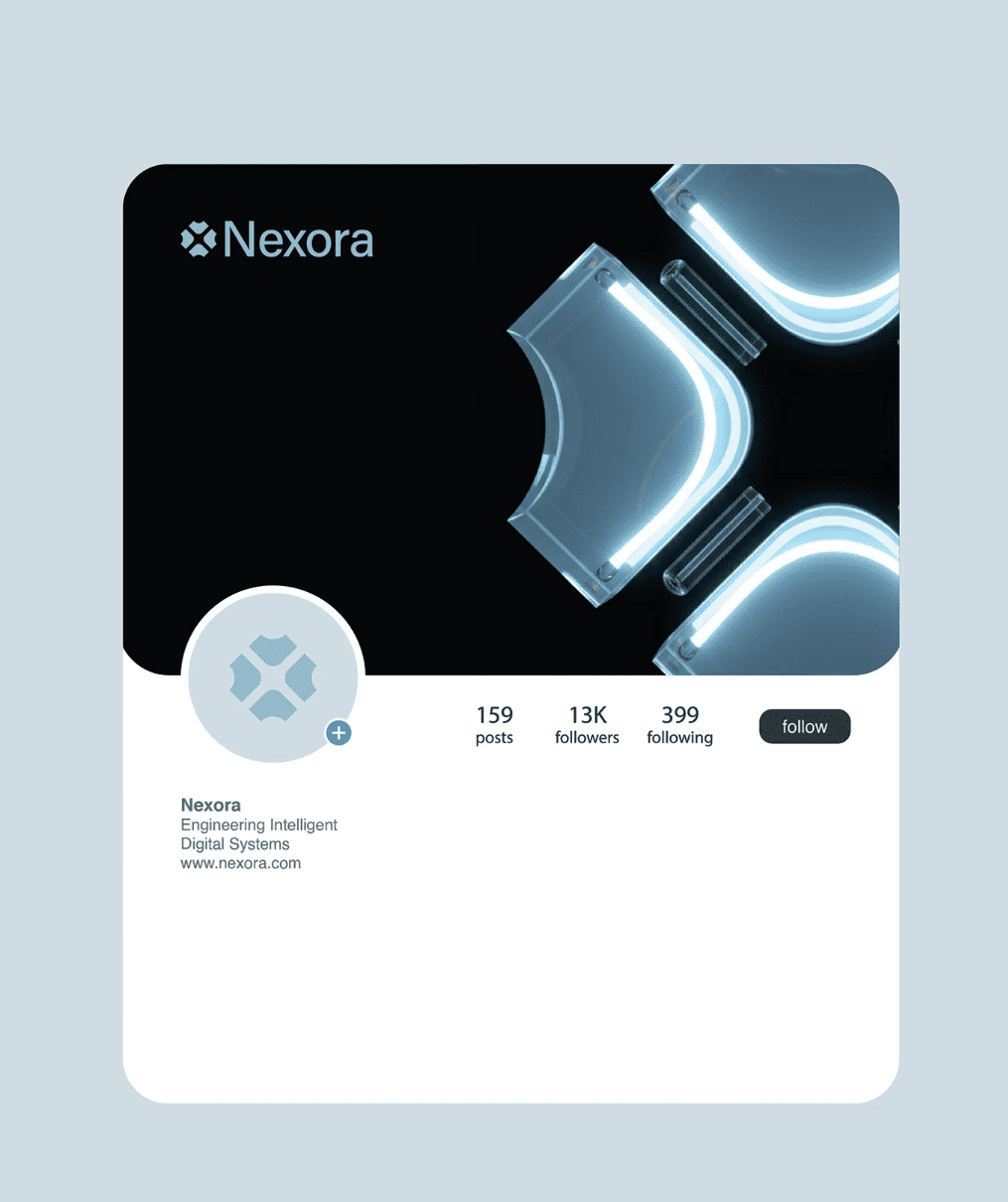 Nexora brand identity mockup
