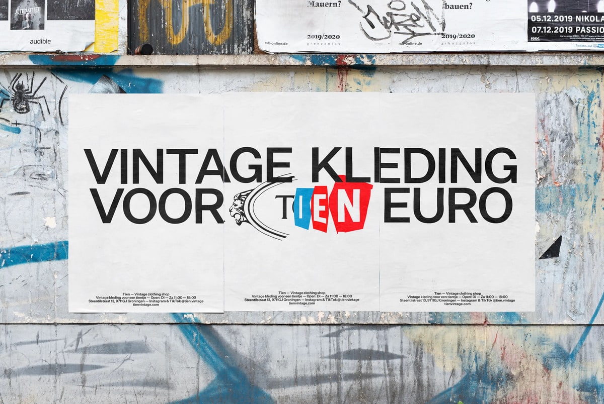 Vintage clothing Tien poster on the wall