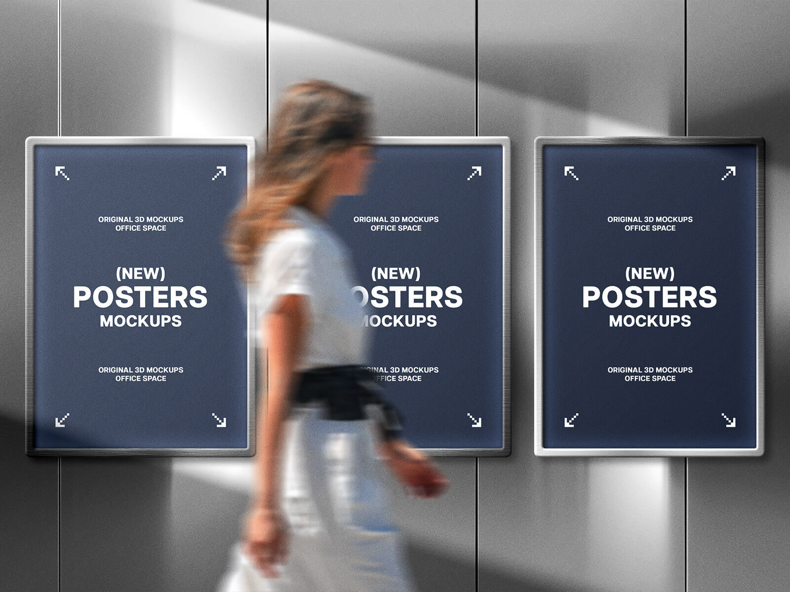 A free metal wall poster mockup