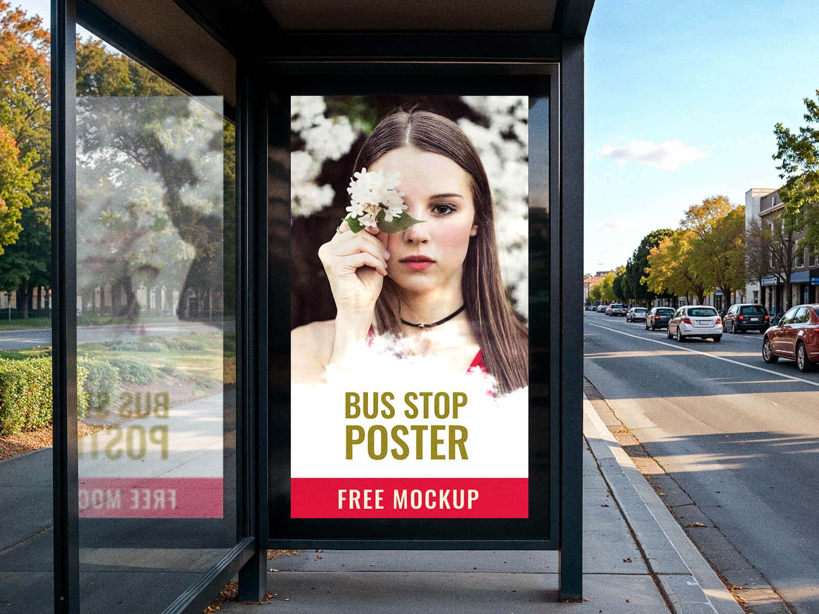 A free bus stop poster mockup