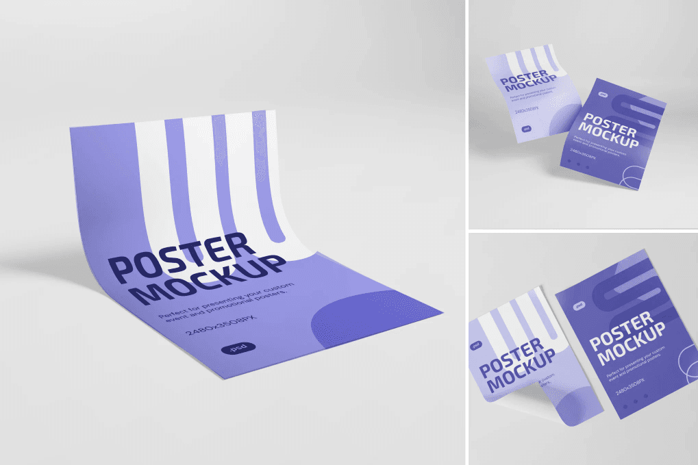 A blue poster mockup set