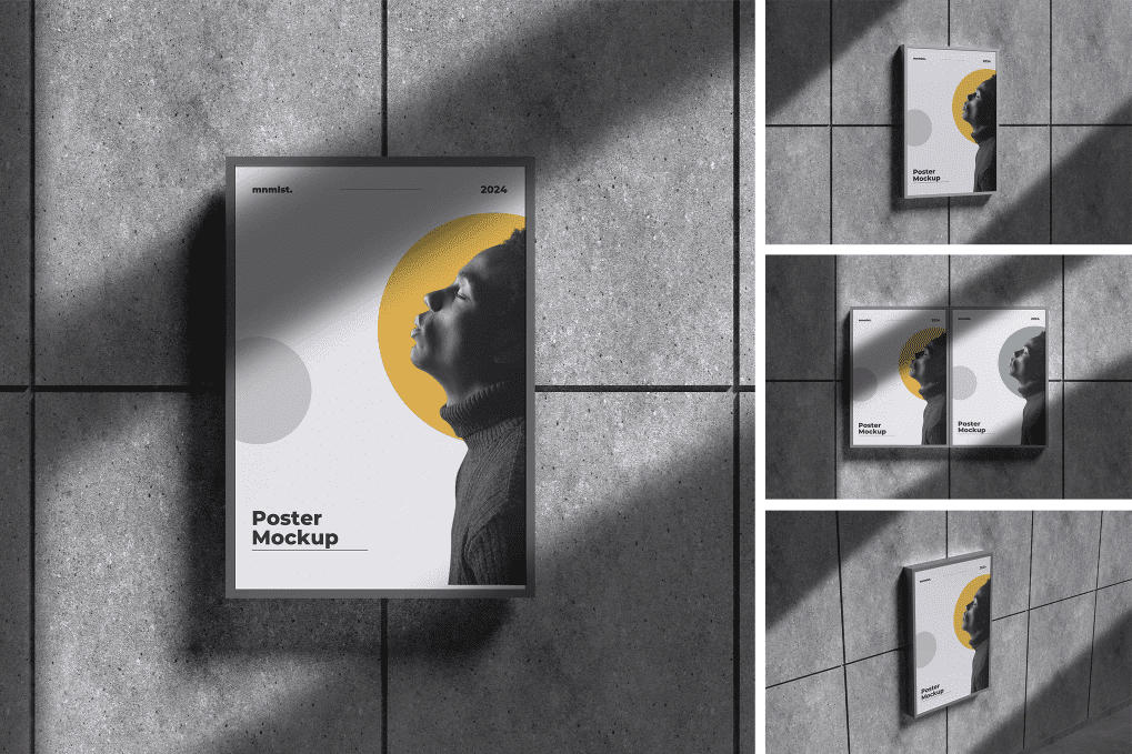 A wall poster mockup set